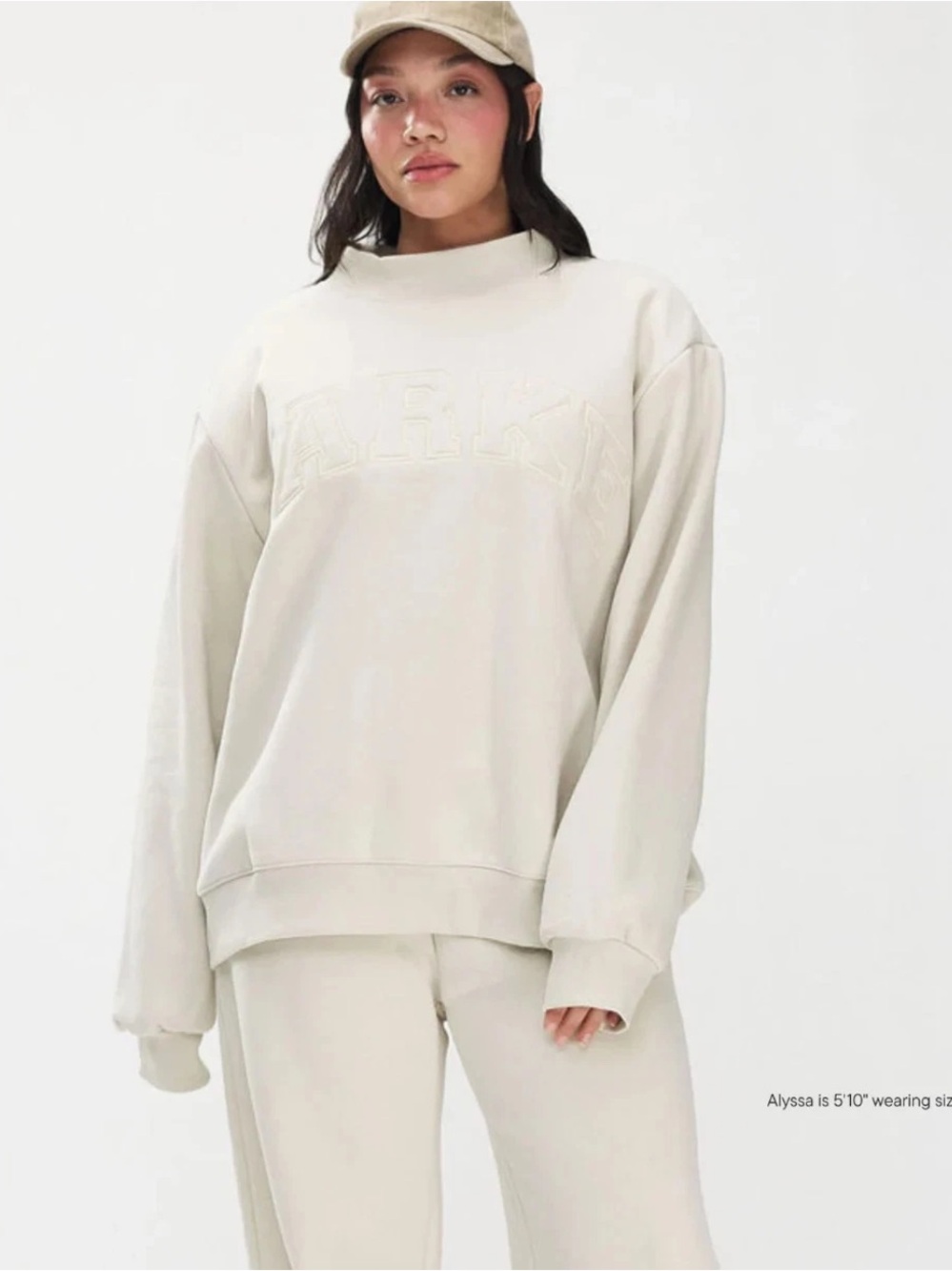 PARKE Womens Monochrome Varsity Mockneck color OAT Size L/XL